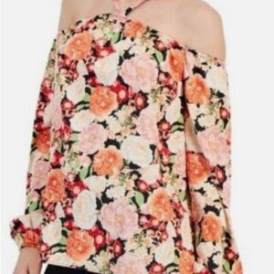 INC International Concepts Floral Blouse in Orange and Cream